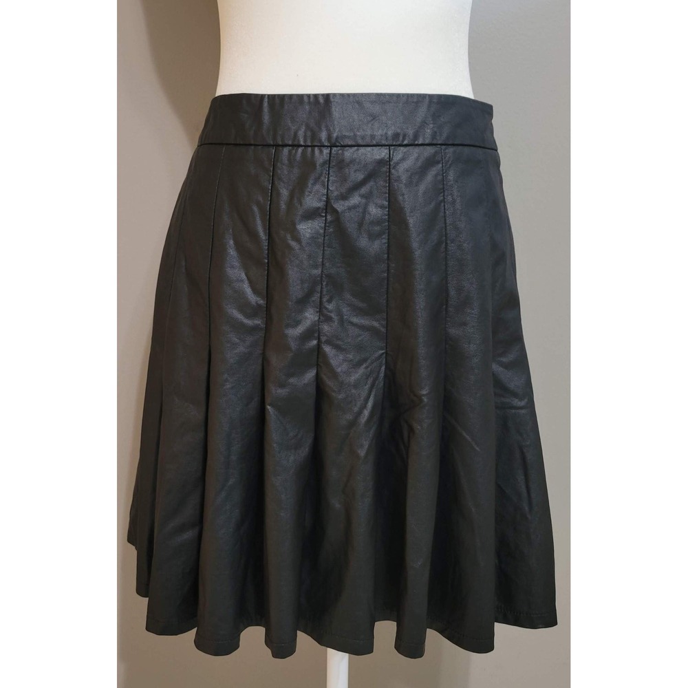 THML Black Faux Leather Pleated Skirt